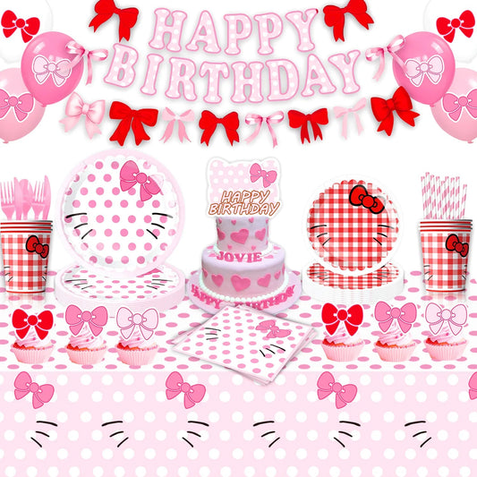 Hello Kitty birthday Decoration Kit Hello Kitty Tablecloth Plate Cup Nakpin Gift Bag Baby Shower Girls party favors hello kitty Good Vibrations