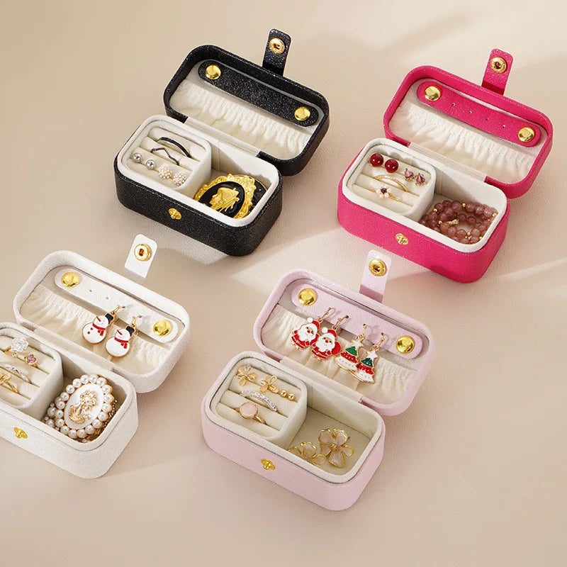 Exquisite Pu Leather Jewelry Box Simple Ring Necklace Earrings Storage Minimalist Style Daily Travel Portable Storage Box Good Vibrations