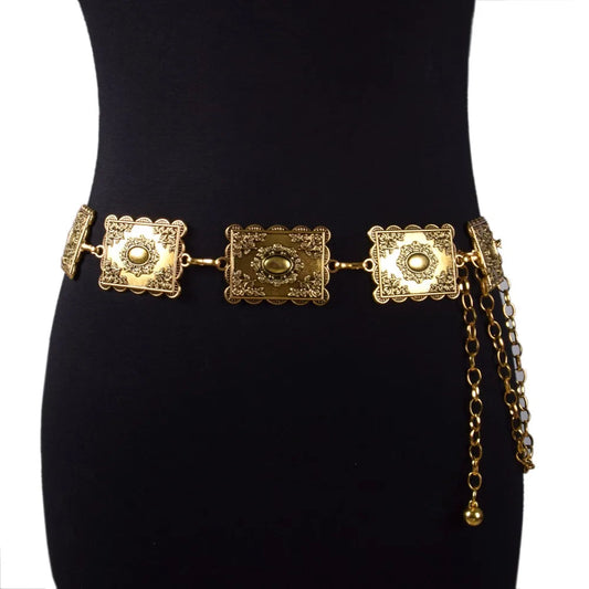 new women's belt fashionable retro style metal carved decorative chain waist chain accessories Good Vibrations
