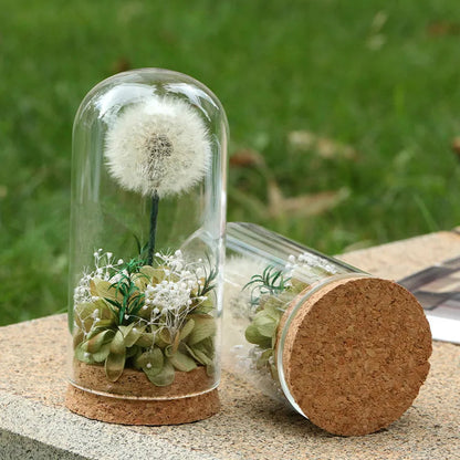 Popular Preserved Flower Gift with Glass Dome and Dandelion - Ideal for Mother's Day, Qixi, Valentine's, Birthdays & Weddings Good Vibrations