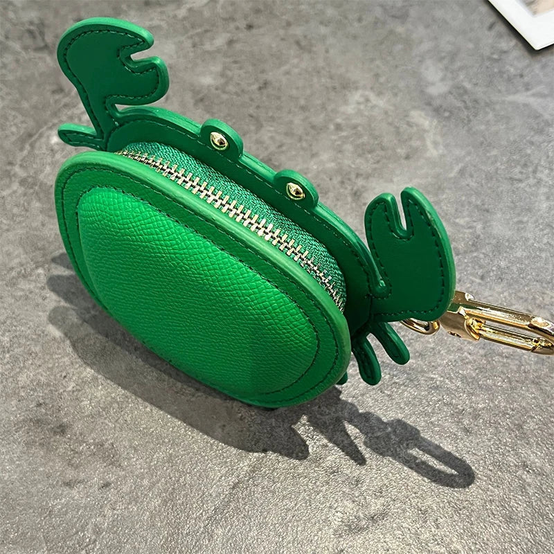 Crab Coin Purse Bag Charm Pendant,Mini Wallet Zipper Pouch for Earphone Storage,Backpack Handbag Hanging Decoration Accessories Good Vibrations