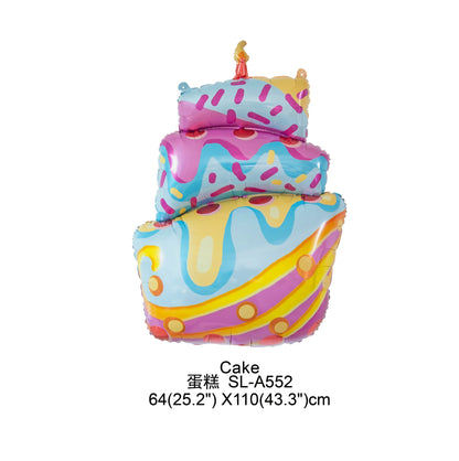 Happy Birthday Cake Aluminum Film Balloons Photo Props Supply Children Baby Birthday Party Decoration Sweet Photos Taking Ballon Good Vibrations