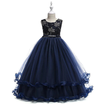 Elegant Bridesmaids Flower Party Girls Dress Embroidery Birthday Wedding Princess Dresses For Girls School Evening Prom Costumes Good Vibrations