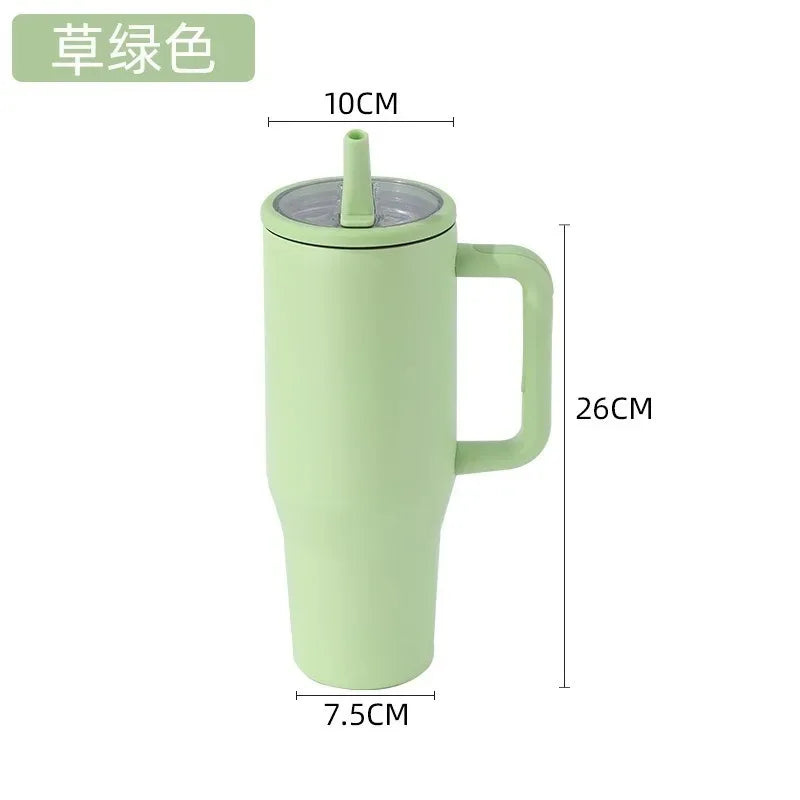 40oz Cross-border thermos cup 40oz double-layer ice cup leak-proof foldable straw cover convenient direct drinking mouth car cup Good Vibrations