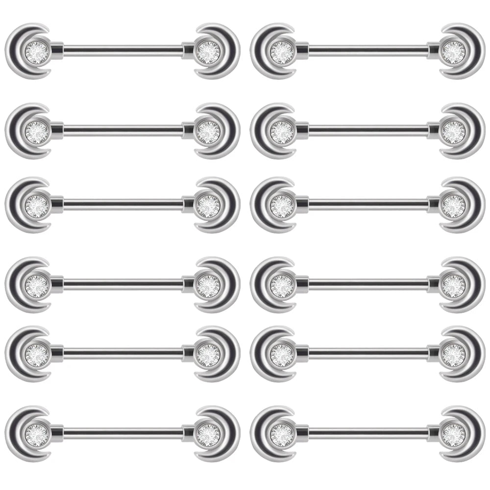 6Pairs/Lot 361L Surgical Steel Nipple Barbell Ring Moon Nipple Ring Scissors Nipple Shield 14G Tongue Piercing Body Jewelry Good Vibrations