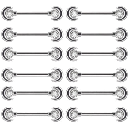 6Pairs/Lot 361L Surgical Steel Nipple Barbell Ring Moon Nipple Ring Scissors Nipple Shield 14G Tongue Piercing Body Jewelry Good Vibrations