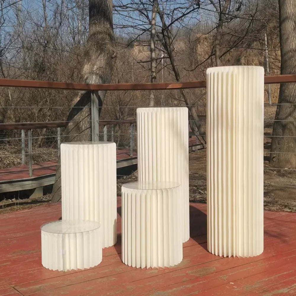 Paper Folding Cylinder Wedding Ramadan Decoration Birthday Anniversary DIY Party Supplies Baby Shower Dessert Table Cake Stand Good Vibrations