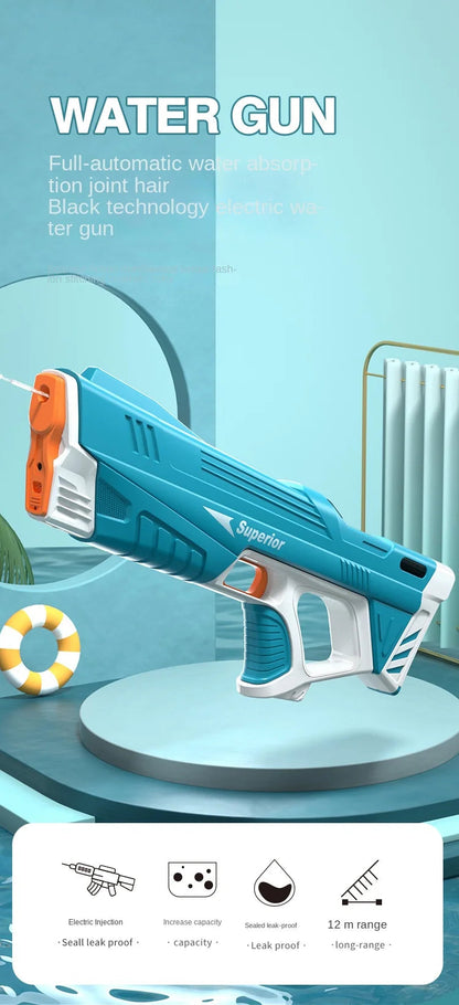 New Water Gun Electric Full Continuous Firing Toy Summer Beach Pool Water Toy Gun Fully Automatic Water Absorption Toys for Kids Good Vibrations