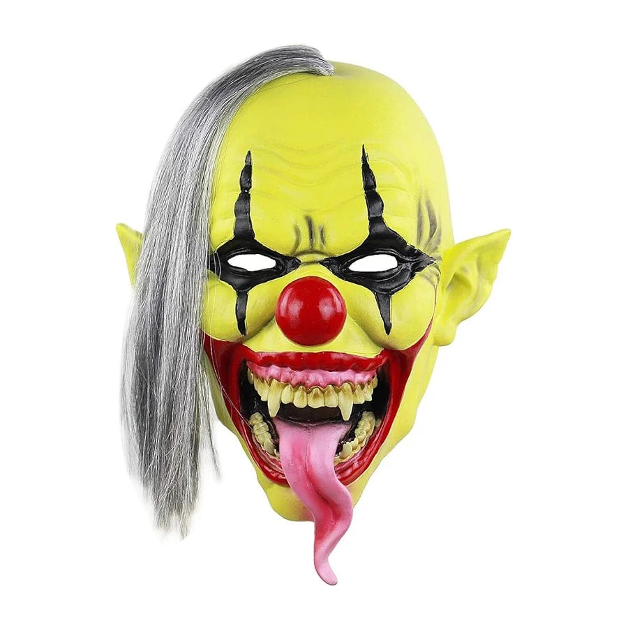 Halloween Mask -  Green Horror Clown Mask with Hair, Terrifying Halloween Costume Face Mask for Adults Party Disguise Good Vibrations