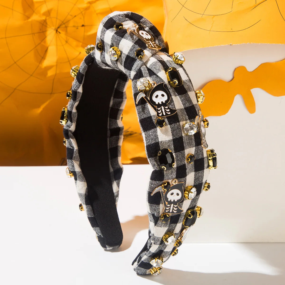 New Halloween Diamond Pearl Pumpkin Ghost Face Skeleton Headband Women's Holiday Hair Accessories Good Vibrations