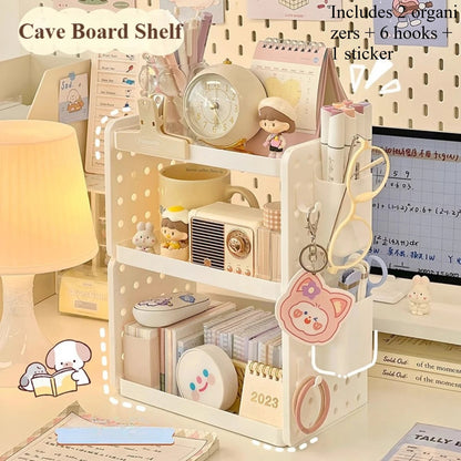 Multi-functional 3-tier Desktop Organizer, Desktop Shelf, Hole Board, Pen Holder Office Desk Organizer, Desk Desk Organizer Good Vibrations