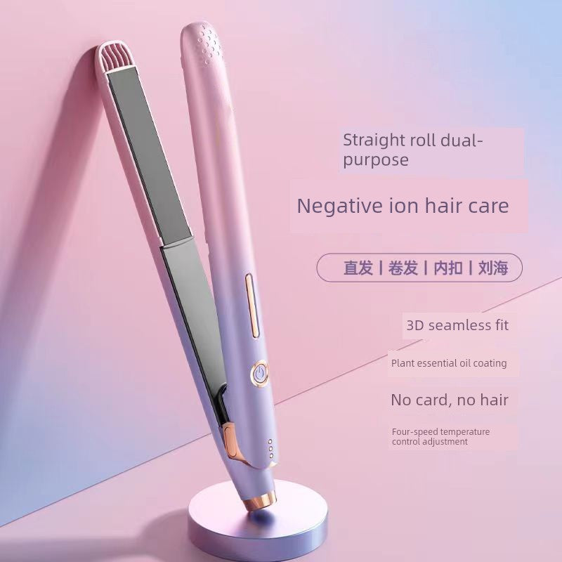 110V Electric Hair Straightener Straight Hair Hair Curler Dual-Use Anion Hair Straighter Small Hair Straightening Tool Bang Clip Ironing Board Good Vibrations
