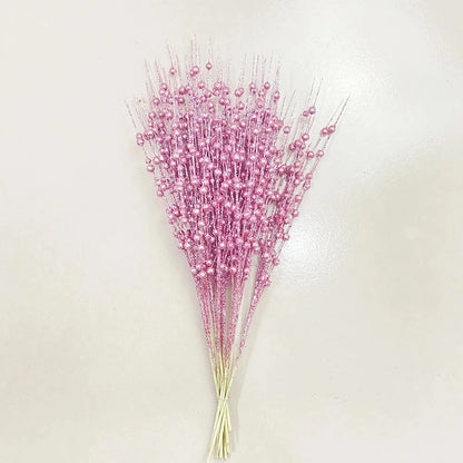 Christmas Tree Decoration, Fake Glitter Berry Leave, Dried Branch, Golden Powder, Flower Material, New Year Party, 1Pc, 12 Forks Good Vibrations