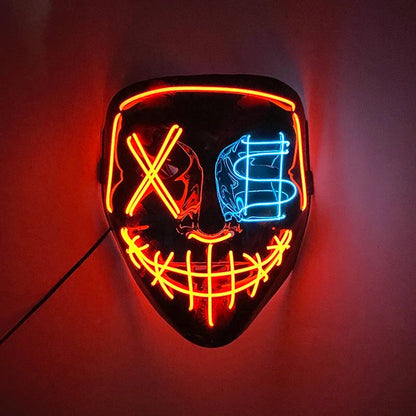 Halloween Carnival Party Costume Decoration Luminous LED Mask Halloween Mask LED Maske Light Up Party Masks for Glow Party Good Vibrations