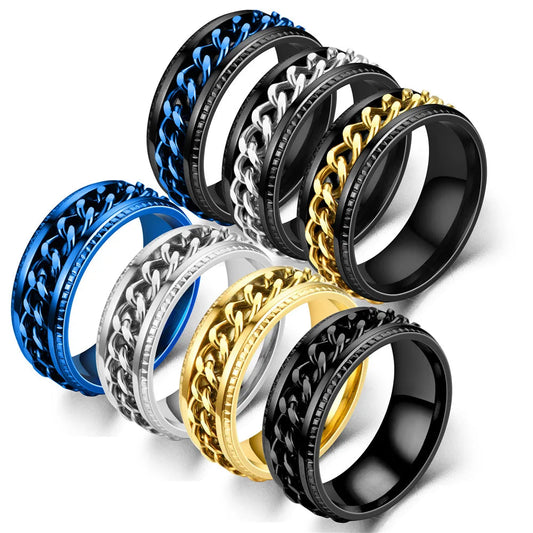 Titanium Steel Rotatable Chain Rings for Women Men Spinner Ring Multifunctional Chain Ring Men Bottle Opener Ring Jewelry Gifts Good Vibrations