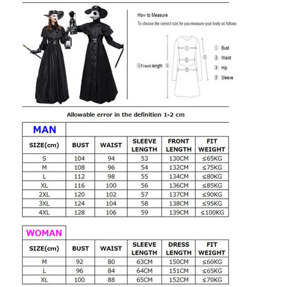 Carnival Halloween Couples Plague Doctor Costume Middle Ages War Nurse Bird Beak Playsuit Cosplay Fancy Party Dress Good Vibrations