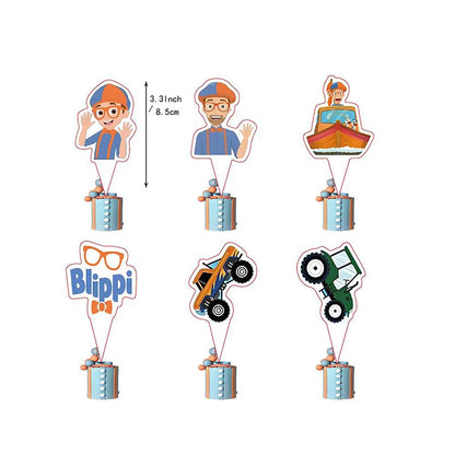 New Blippiing Birthday Party Decoration Foil Balloon Backdrop Banner Cake Topper Baby Birthday Party Supplies Good Vibrations