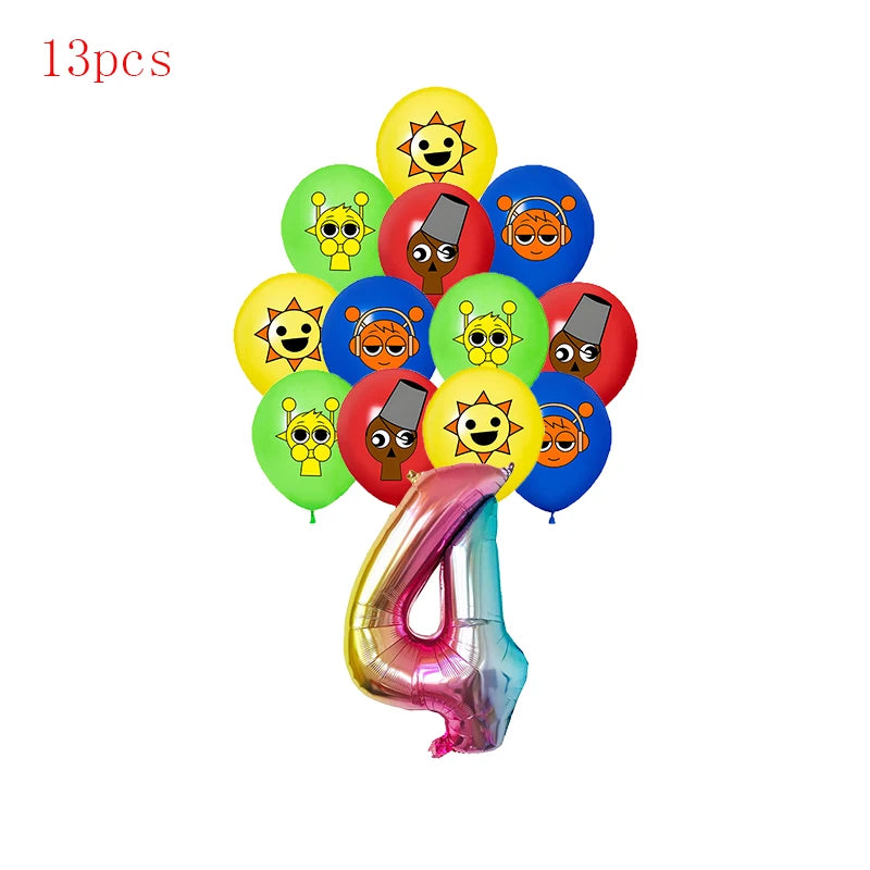 Incredibox sprunki Birthday Party Decorations Cake Topper Balloons Tablecloth Cups Plates Kids Birthday Party Supplies Good Vibrations