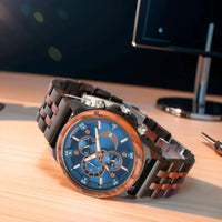 Wooden Wrist Watches For Men Fashion Quartz Wristwatches With Clock Date Week Timepieces Wood Wach Box for Him reloj hombre Good Vibrations