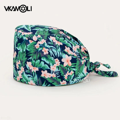 Flower printing hats scrubs women hats Health service Workers adjustable caps beauty salon Work Frosted cap lab pet store hats Good Vibrations