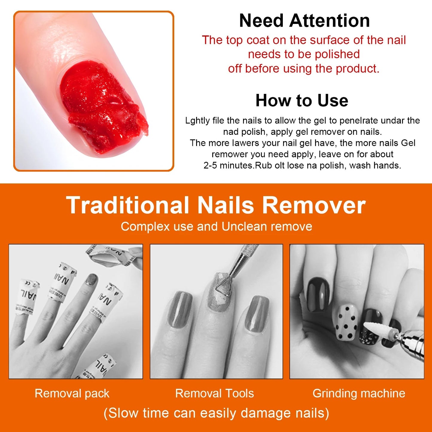 Gel Nail Polish Remover, Quick & Easy Polish Remover In 2-3 Minutes, No Need Soaking Or Wrapping - 0.51oz Good Vibrations