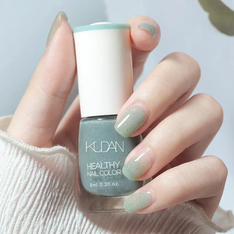 Nail Polish Without Baking Lamp White Fine Glitter Non-baking Non-peel Transparent Shiny Oil Base Coat Nude Nail Polish Good Vibrations