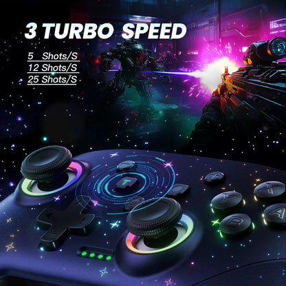 Switch Controller, LED Star Wireless Pro Controller for Switch/Lite/OLED, Multi-Platform Windows PC/IOS/Android Controller with Good Vibrations