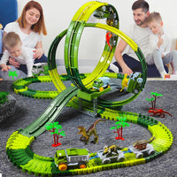 Electric Dinosaur Track Train for Kids - Magic Climbing Engineering Car Puzzle Toy Anti-Gravity Boys Gift Good Vibrations