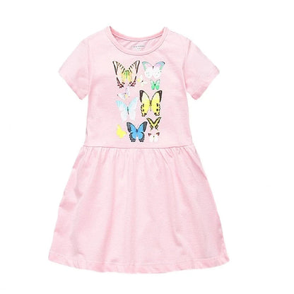 Girls Short Sleeve Summer Dress For 1-6 Years Kids 100% Cotton Casual Dresses Children's Clothing KF128 Good Vibrations