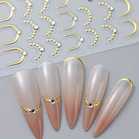 Silver Gold Lines Stripe Nail Sticker Decals Metal Strip Luxury Nails Slider 3D Self Adhesive Design Nail Art Stickers Paper Good Vibrations