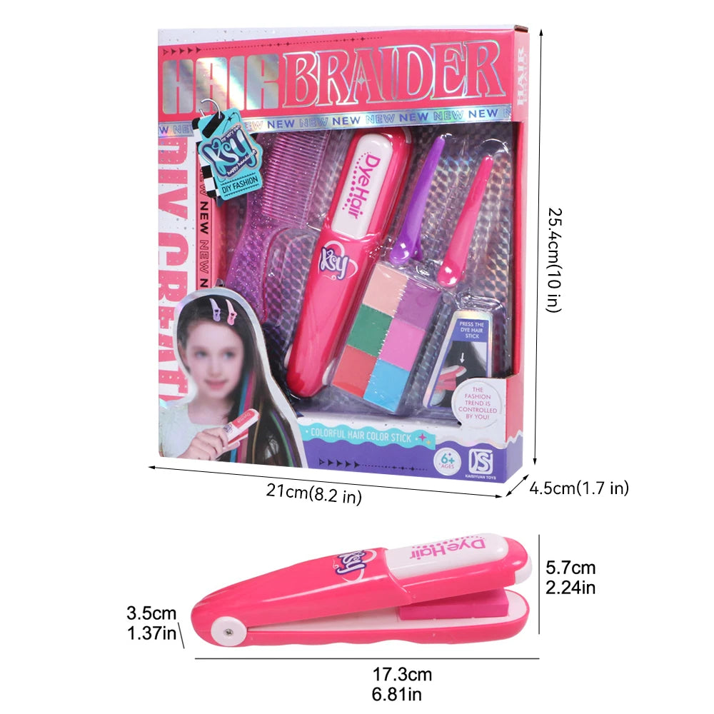 Children's Simulated Hair Dyeing Stick Set DIY Hair and Makeup Tools Girl's House Hair Accessories and Makeup Toy Gifts Good Vibrations
