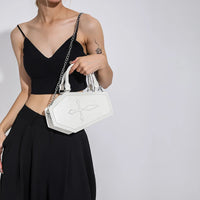 Women Crossbody Bag Large Capacity Coffin Shape Phone Shoulder Bag Halloween PU Top Handle Bag for Travel Make Up Cosmetic Bag Good Vibrations