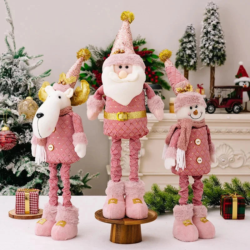 hristmas Decoration Pink Telescopic Doll Santa Claus Snowman Elk Various Standing Positions Holiday Atmosphere Christmas Gift Good Vibrations