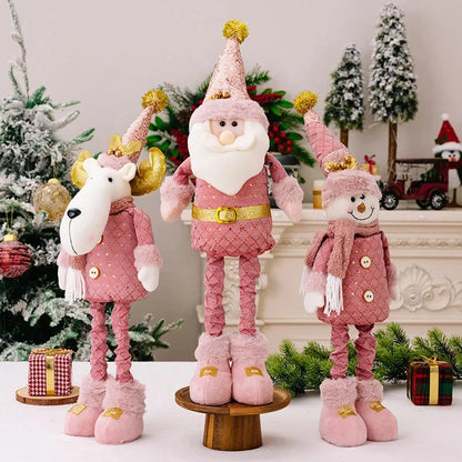 hristmas Decoration Pink Telescopic Doll Santa Claus Snowman Elk Various Standing Positions Holiday Atmosphere Christmas Gift Good Vibrations