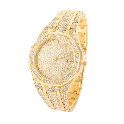 Iced Out Watch for Men Gold Watch for Men Hip Hop Fashion Cool Bling Bling Gold Diamond Luxury Mens Watch Dropshipping Relogio Good Vibrations