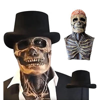 Halloween Full Face Skull Head Mask Bare Brain Horrible Movable Jaw Skeleton Latex Masks Balck Hats Cosplay Halloween Props Good Vibrations