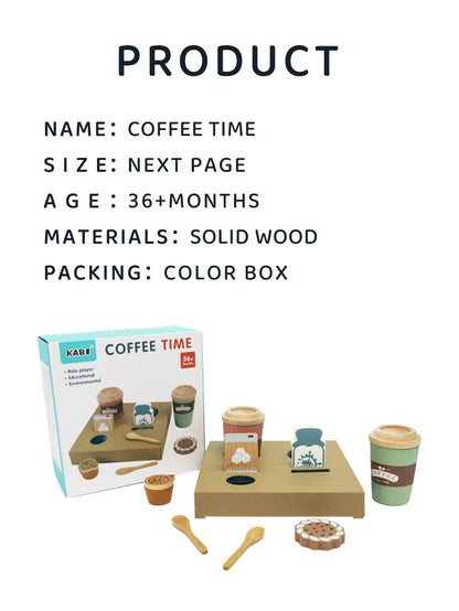 Role Pretend Play Children Simulation Creative Coffee Set Early Educational Afternoon Tea Role Playing Toys for Kids Wooden Toy Good Vibrations