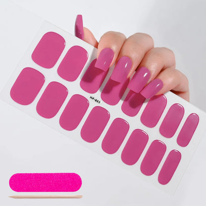 UV Semi-Cured Gel Nail Wraps Stickers Strips French Long Lasting Full Cover LED Gel Semi Cured Nail Sliders For Nail Extension & Good Vibrations