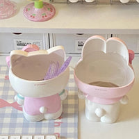 Melody Makeup Brush Holder Cute Cosmetic Organizer Vanity Storage Pink Home Office Desk Decor Gift for Women Girls Best Friend