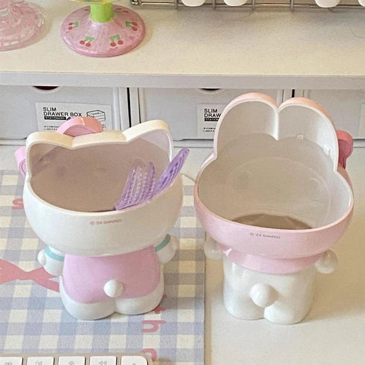 Melody Makeup Brush Holder Cute Cosmetic Organizer Vanity Storage Pink Home Office Desk Decor Gift for Women Girls Best Friend Good Vibrations