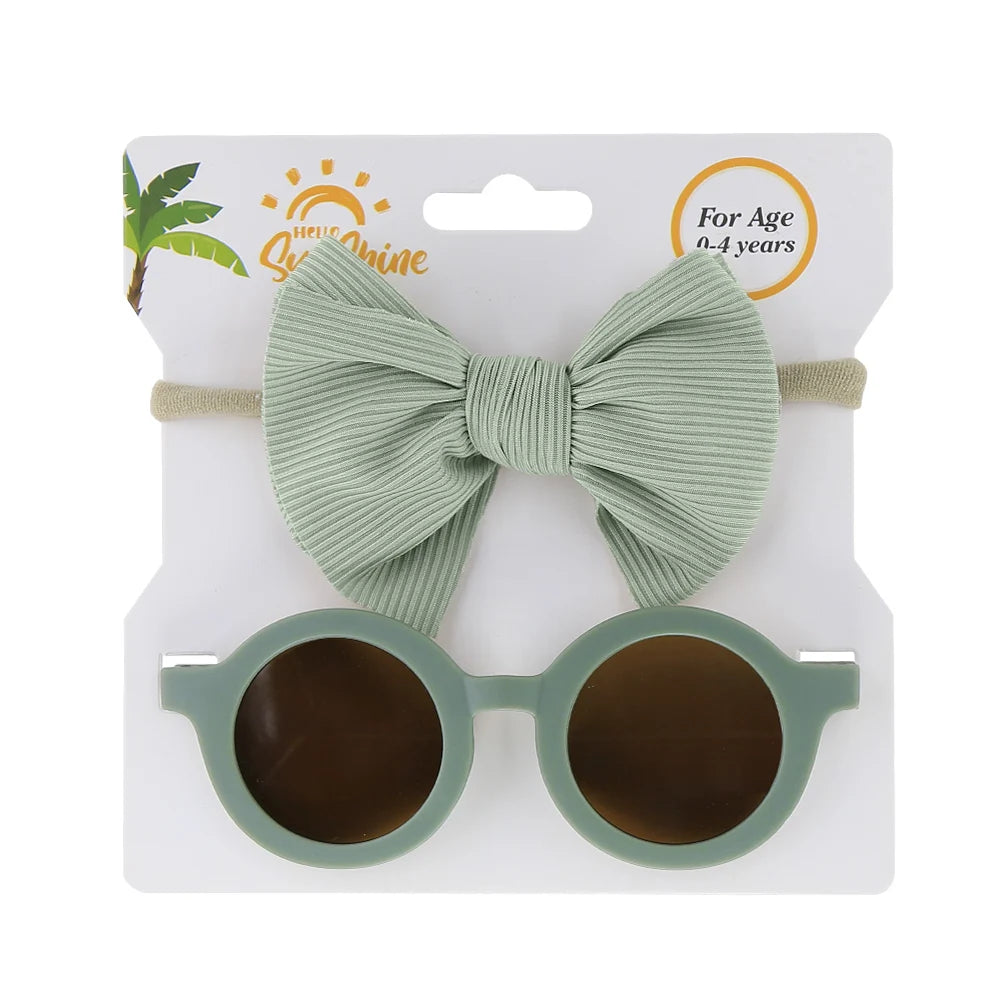 2Pcs/Set Baby Round Sunglasses Children Vintage Sun glasses UV400 Protection Classic Kids Shade Eyewear Summer Hair Accessories Good Vibrations
