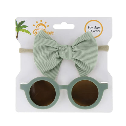 2Pcs/Set Baby Round Sunglasses Children Vintage Sun glasses UV400 Protection Classic Kids Shade Eyewear Summer Hair Accessories Good Vibrations