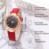 6PCS/Set Red Women's Watch With Minimalist Elements Dial Quartz Watch Latex Strap Cherry Elements Jewelry Set Girl's Gift Good Vibrations Adult Super Store