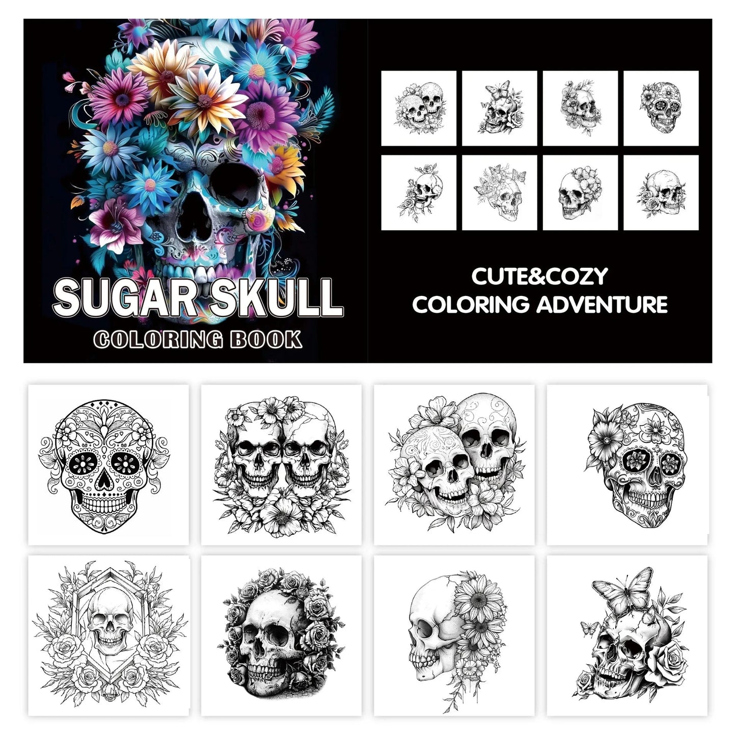 24 sheets Coloring Books Skull Halloween Devil Coloring Books Adult Coloring Books Graffiti Creative Illustrations Good Vibrations