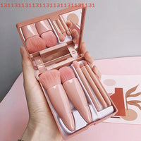 5pcs Travel Size Makeup Brushes Set Mini Makeup Brushes, Small Complete Function Cosmetic Brushes Kit With Case And Mirror Perfe Good Vibrations