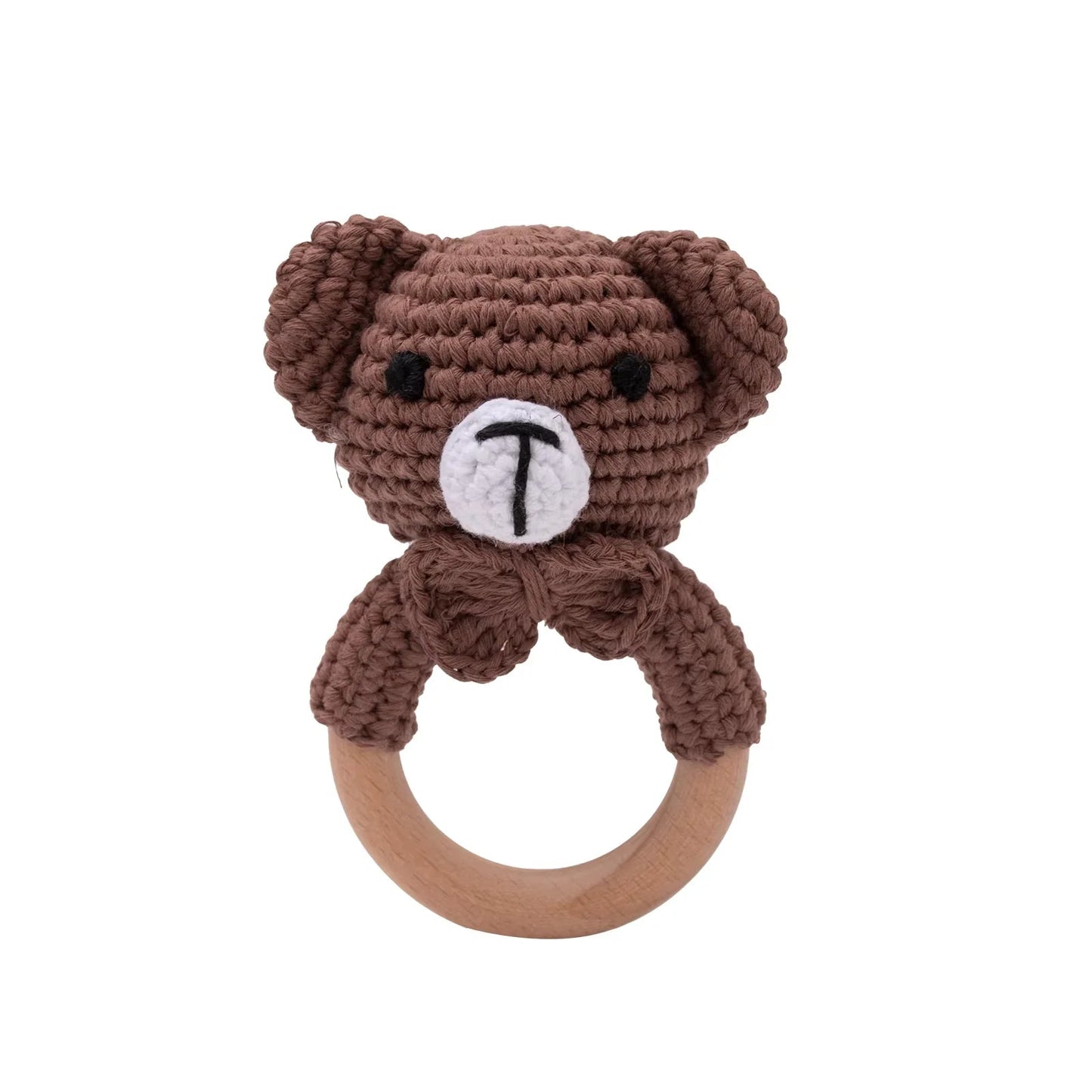 Baby Crochet Rattle Wooden Teether Toy BPA Free Wood Rodent Rabbit Rattle Baby Mobile Play Gym Newborn Educational Music Toys Good Vibrations