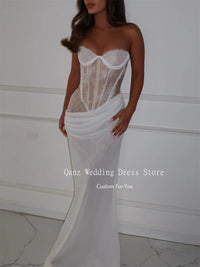 Qanz Modern Wedding Dresses Sweetheart Chiffon Mermaid Bridal Gowns Lace Appliques Corset Vestido De Novia Boda Customized Good Vibrations