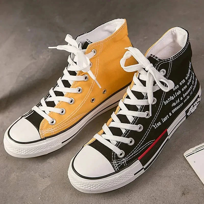 High Top Shoes Women Plus Size 270 mm Designer Sneakers 2020 Fashion High Top Sneakers Autumn Women's Canvas Shoes Good Vibrations