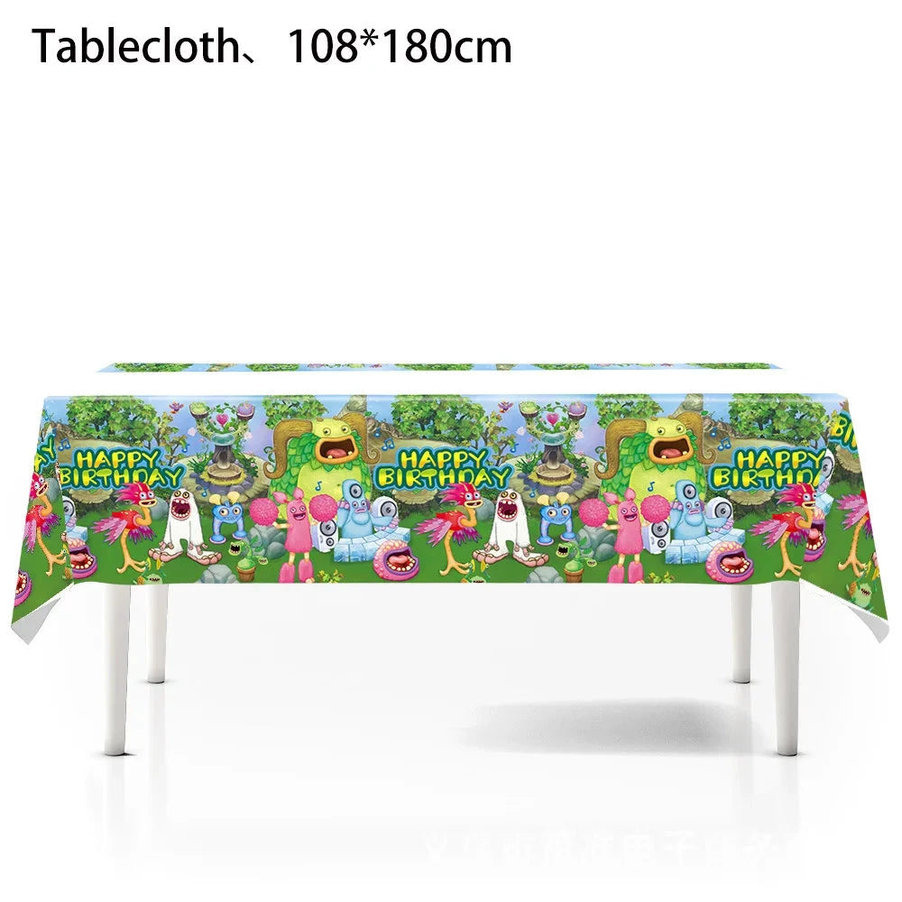 My Singing Game Monsters Birthday Party Decoration Balloons Backdrop Banner Cake Topper Baby Shower Party Supplies Tableware Good Vibrations