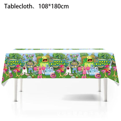 My Singing Game Monsters Birthday Party Decoration Balloons Backdrop Banner Cake Topper Baby Shower Party Supplies Tableware Good Vibrations